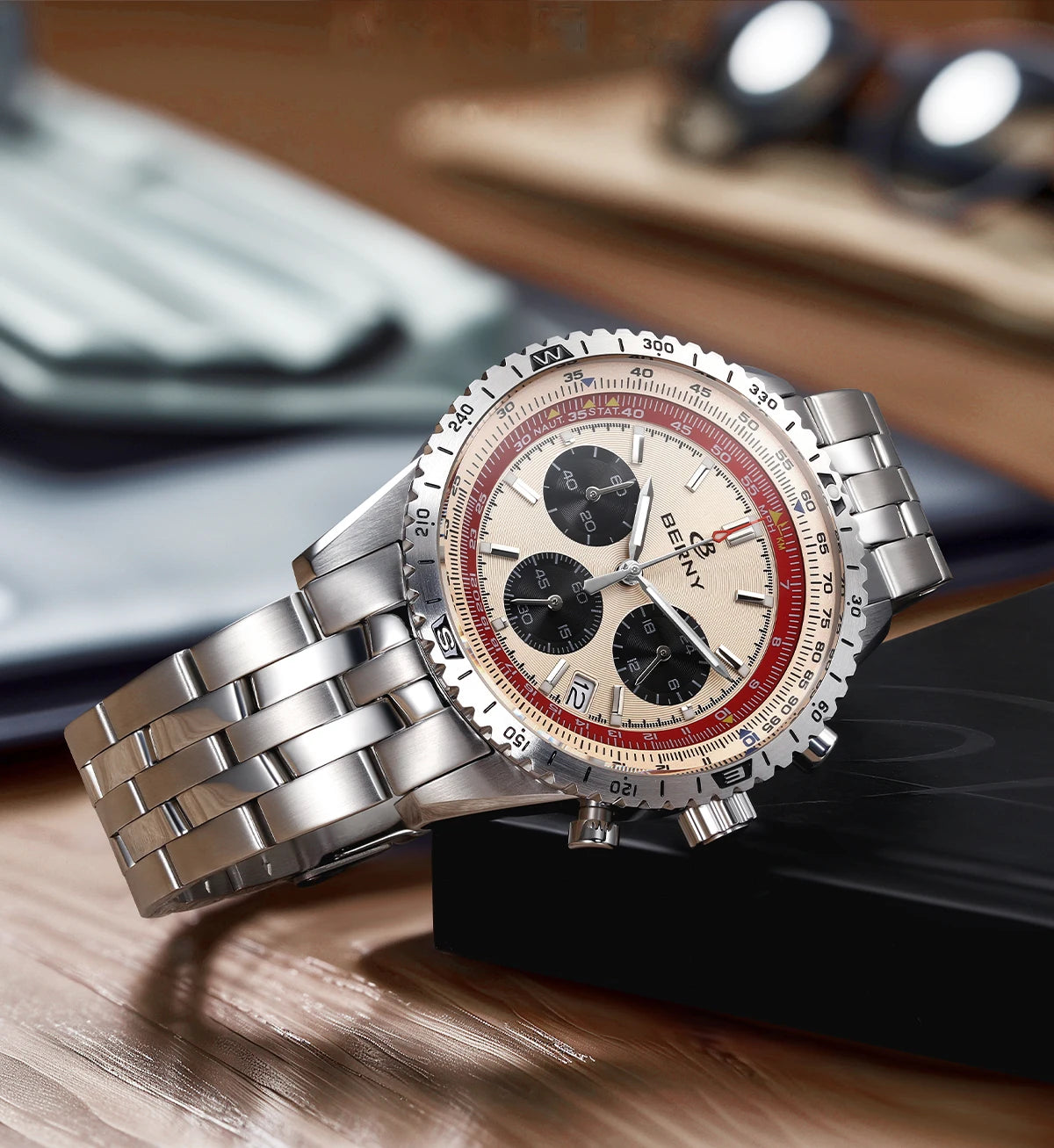 Chronograph Watches for Men Aviation Multifunction Quartz