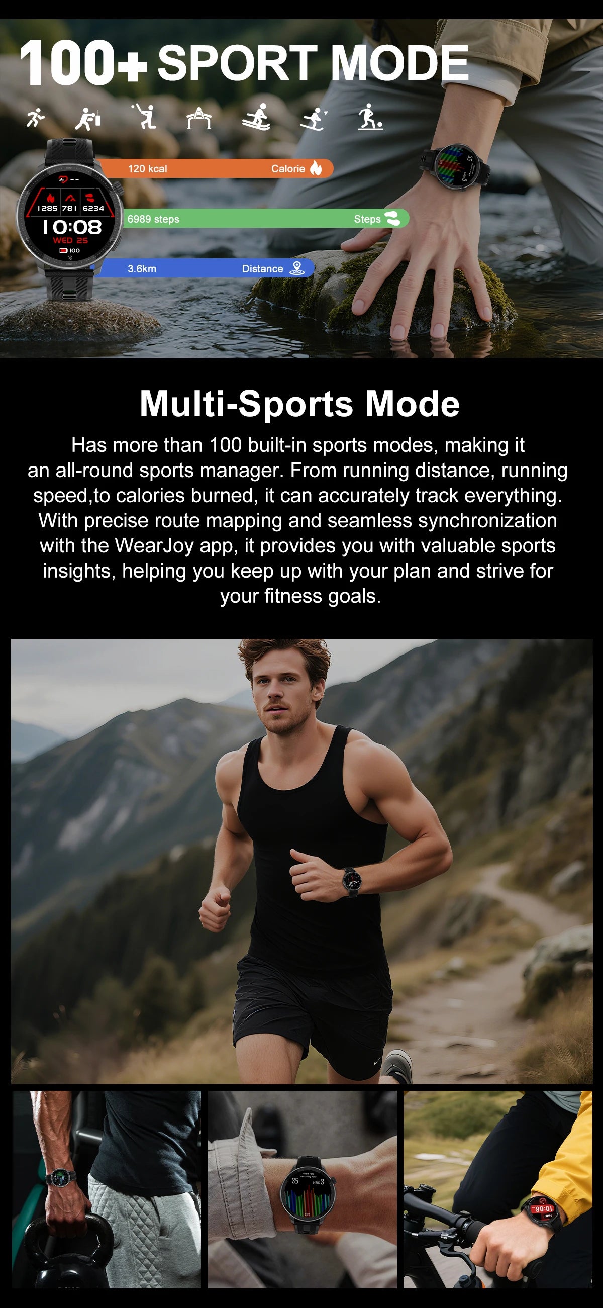 NEW 4G Memory GPS Offline Map Position Smart Watch Sports