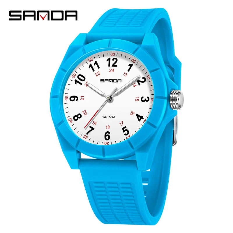 Fashion SANDA 6232 Simple Design Soft Children's Quartz Watch