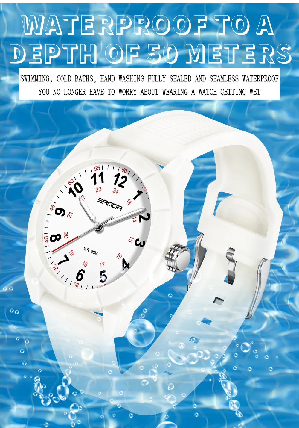 Fashion SANDA 6232 Simple Design Soft Children's Quartz Watch