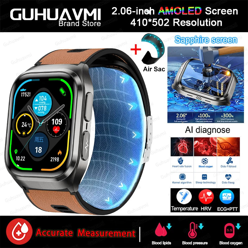 New Airbag Smart Watch Men AI Diagnosis Accurate Blood Pressure
