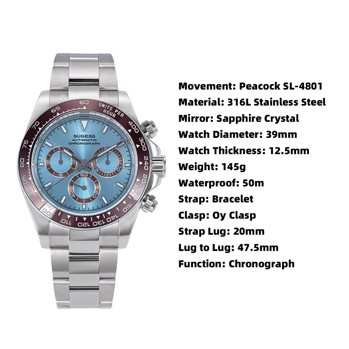 Diving Men Watch Panda Automatic Mechanical Chronograph