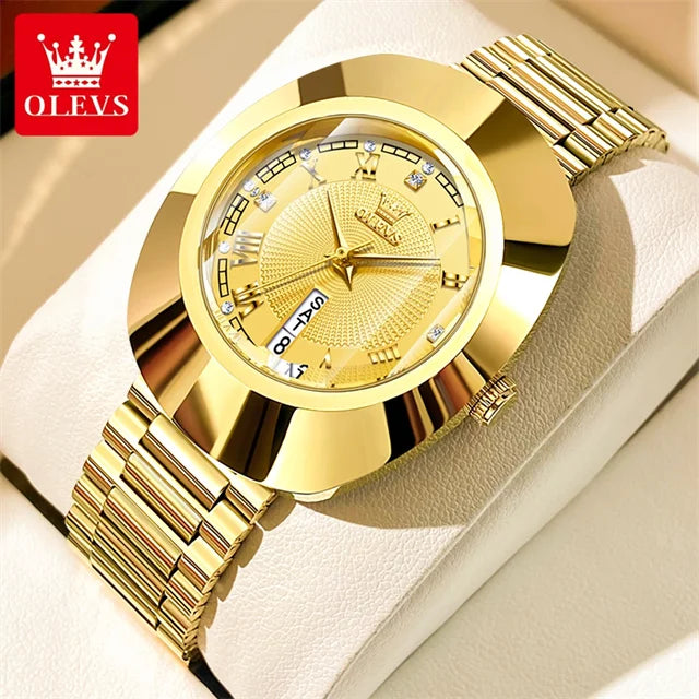 Golden Quartz Watch for Women Fashion Elegant Tungsten