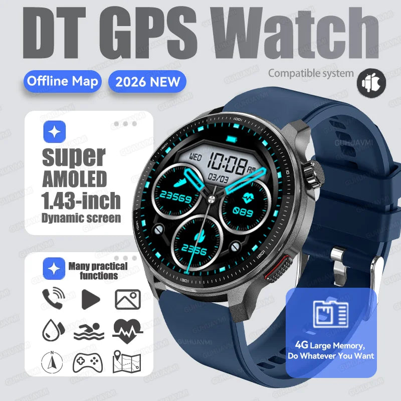NEW 4G Memory GPS Offline Map Position Smart Watch Sports