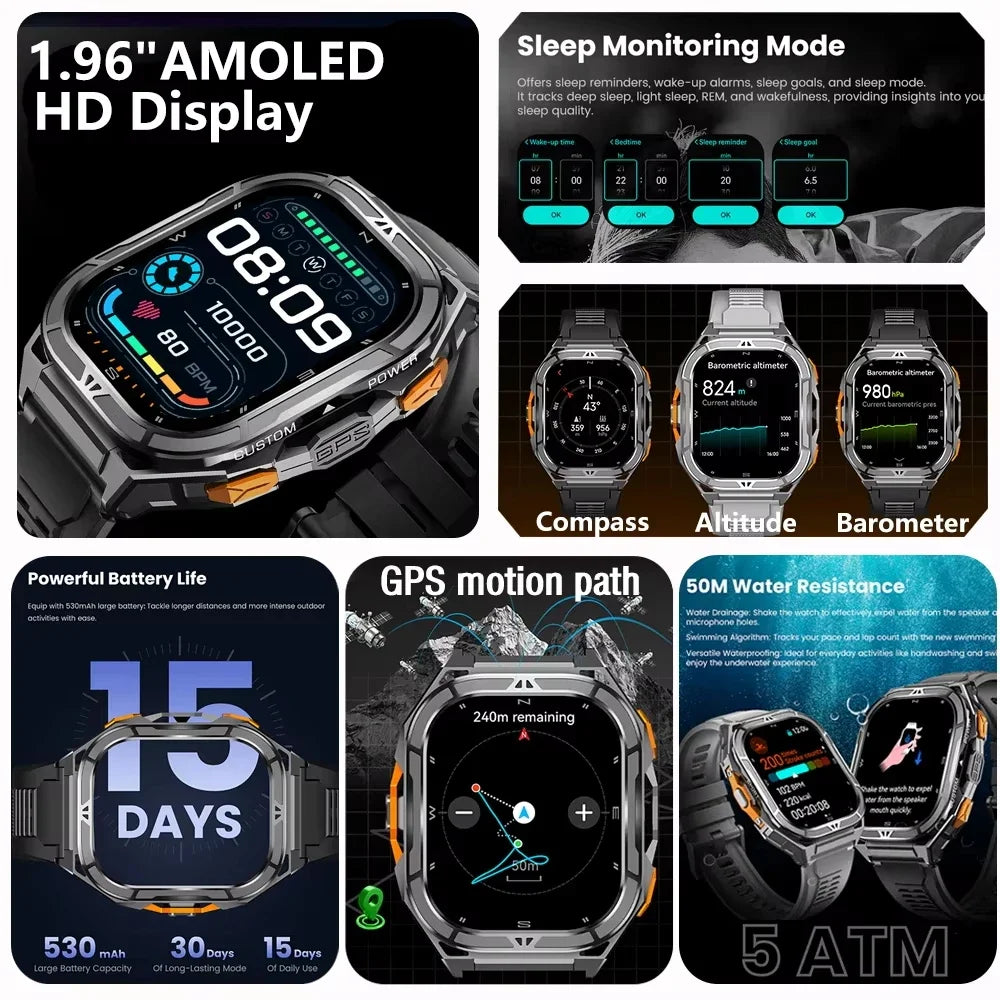 NEW TANK X5 Smartwatch 5ATM Waterproof GPS Dual-Frequency