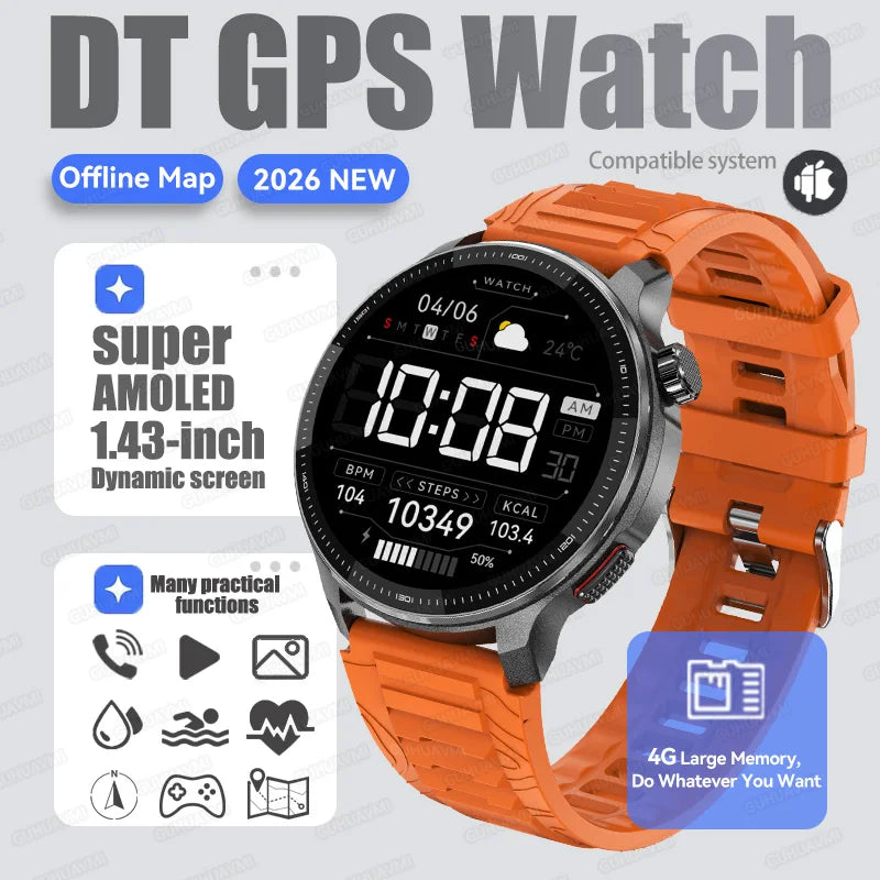 NEW 4G Memory GPS Offline Map Position Smart Watch Sports