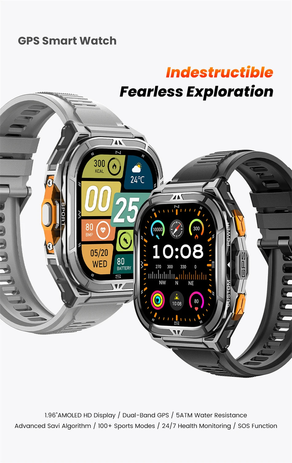 NEW TANK X5 Smartwatch 5ATM Waterproof GPS Dual-Frequency