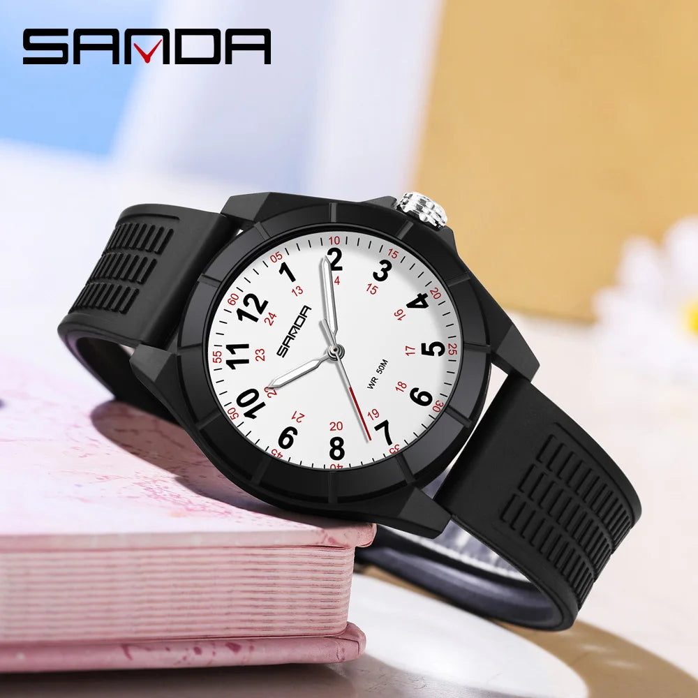 Fashion SANDA 6232 Simple Design Soft Children's Quartz Watch