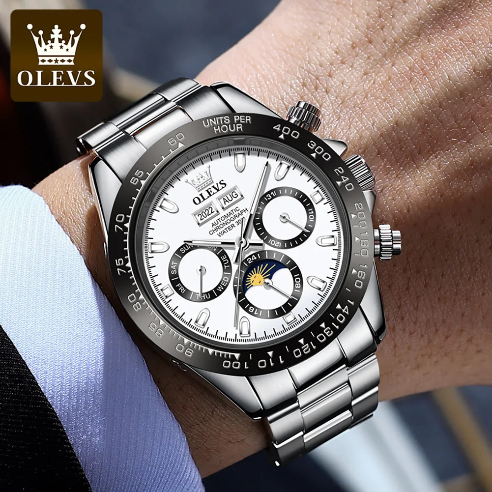 Luxury Mens Watch Chronograph Automatic Mechanical Wristwatch