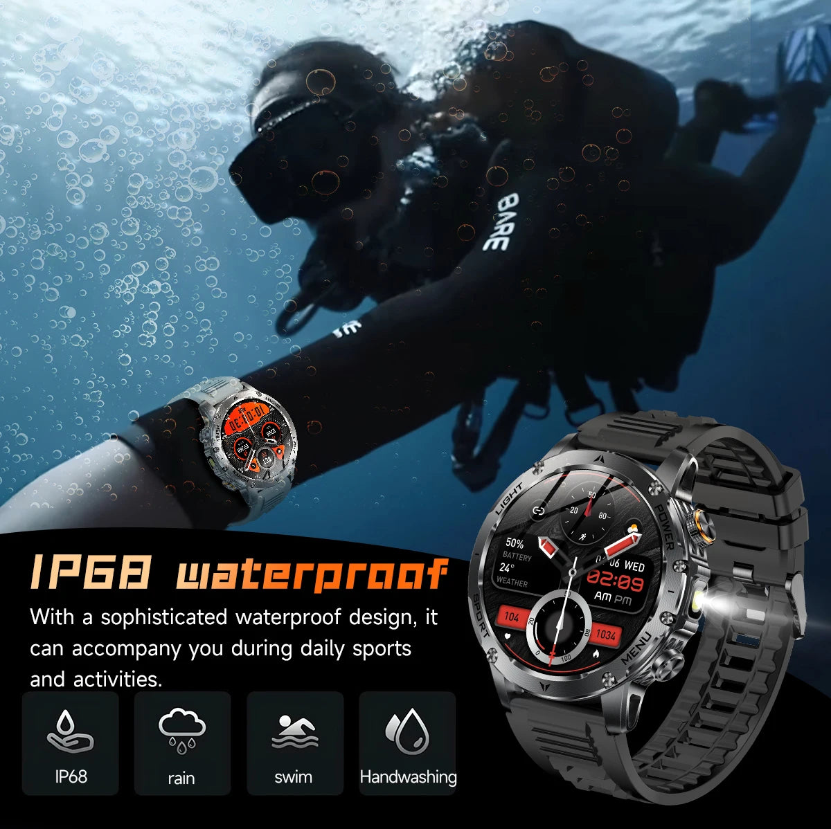 New GPS Outdoor Sports Smart Watch Men AMOLED Screen