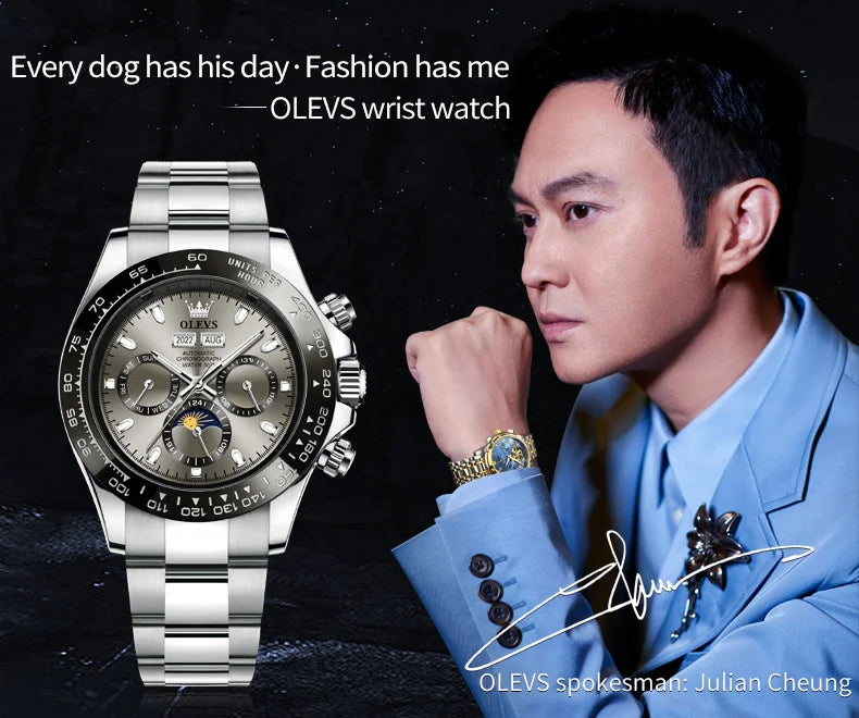 Luxury Mens Watch Chronograph Automatic Mechanical Wristwatch