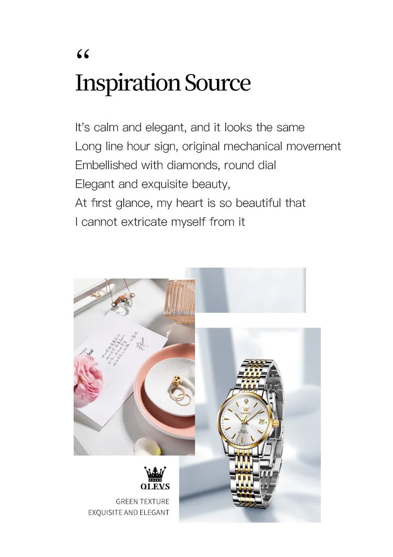Luxury Brand Ladies Watch Automatic Mechanical Wristwatch