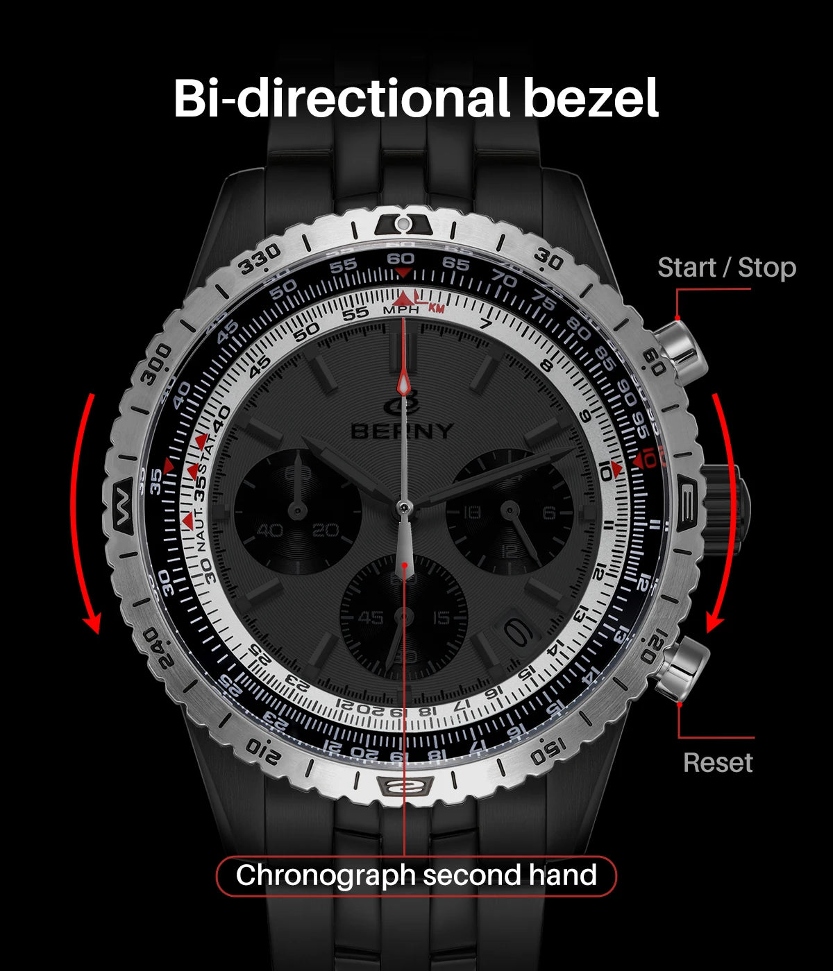 Chronograph Watches for Men Aviation Multifunction Quartz