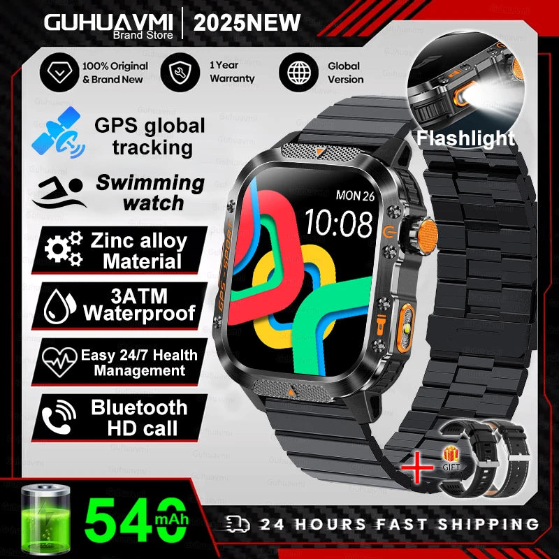 New Military Grade Outdoor GPS Smart Watches Men Compass
