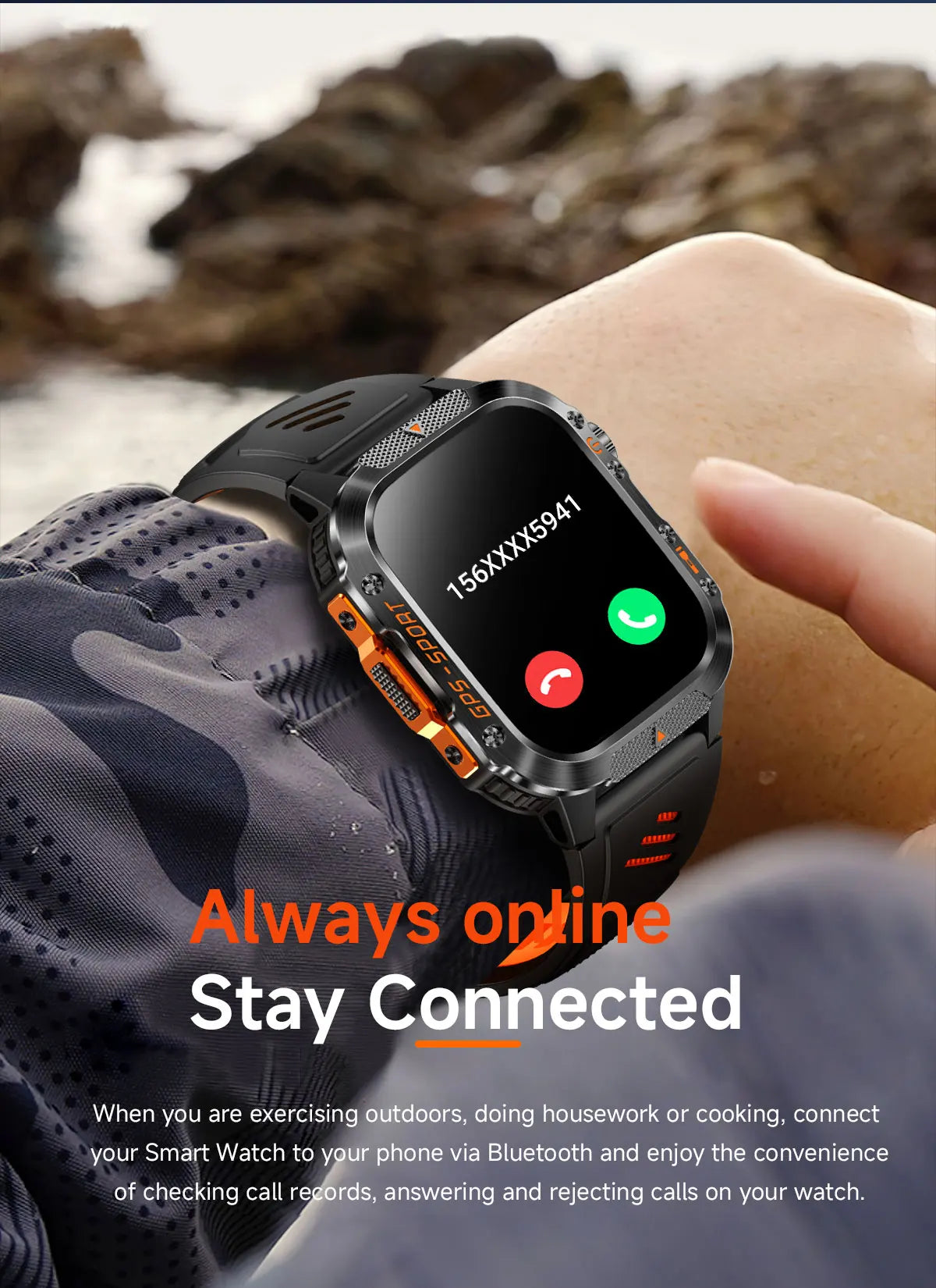 New Military Grade Outdoor GPS Smart Watches Men Compass