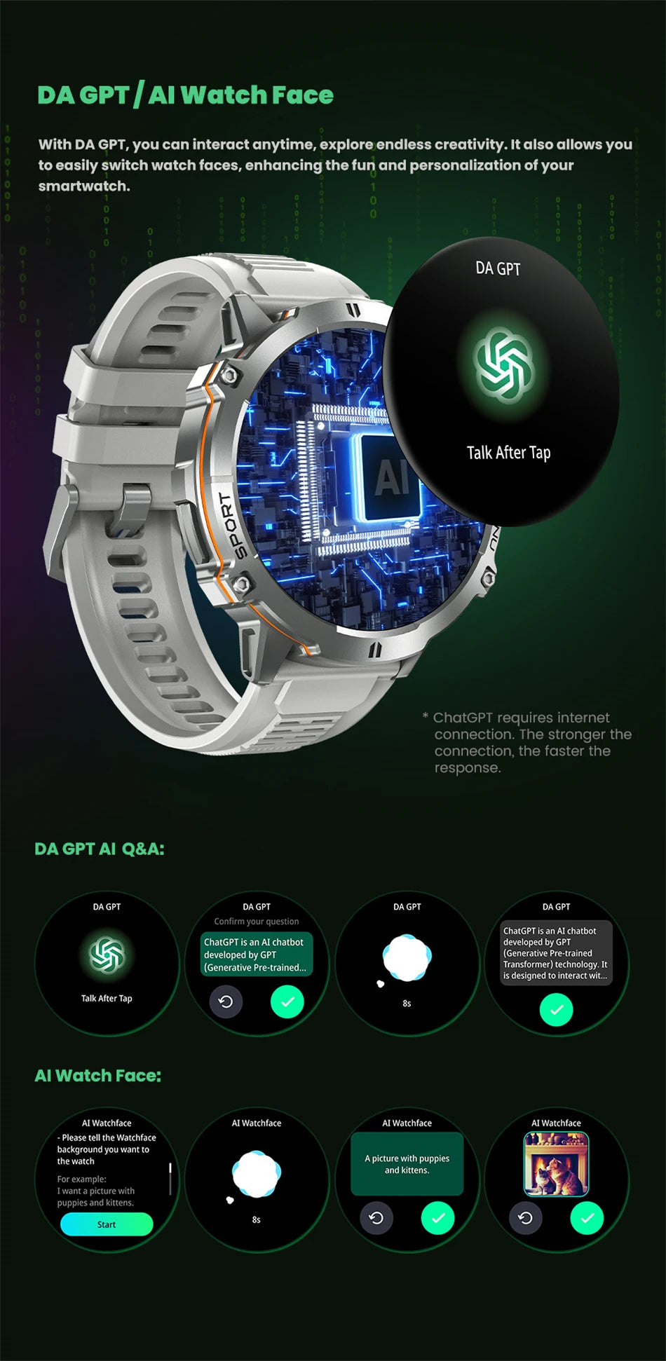 T-Rex 3 Military Grade 1000mAh Battery Smart Watch Sports