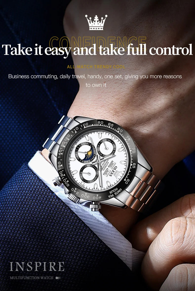 Luxury Mens Watch Chronograph Automatic Mechanical Wristwatch