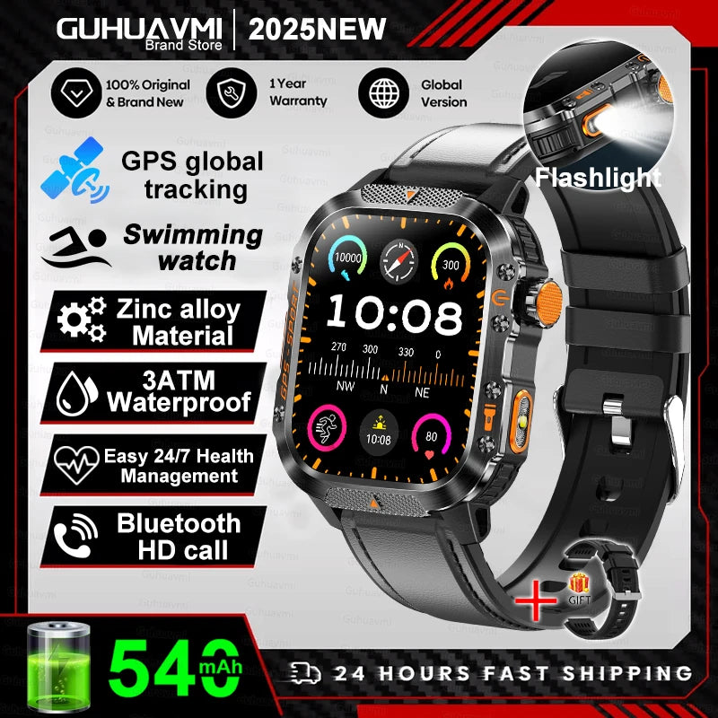 New Military Grade Outdoor GPS Smart Watches Men Compass