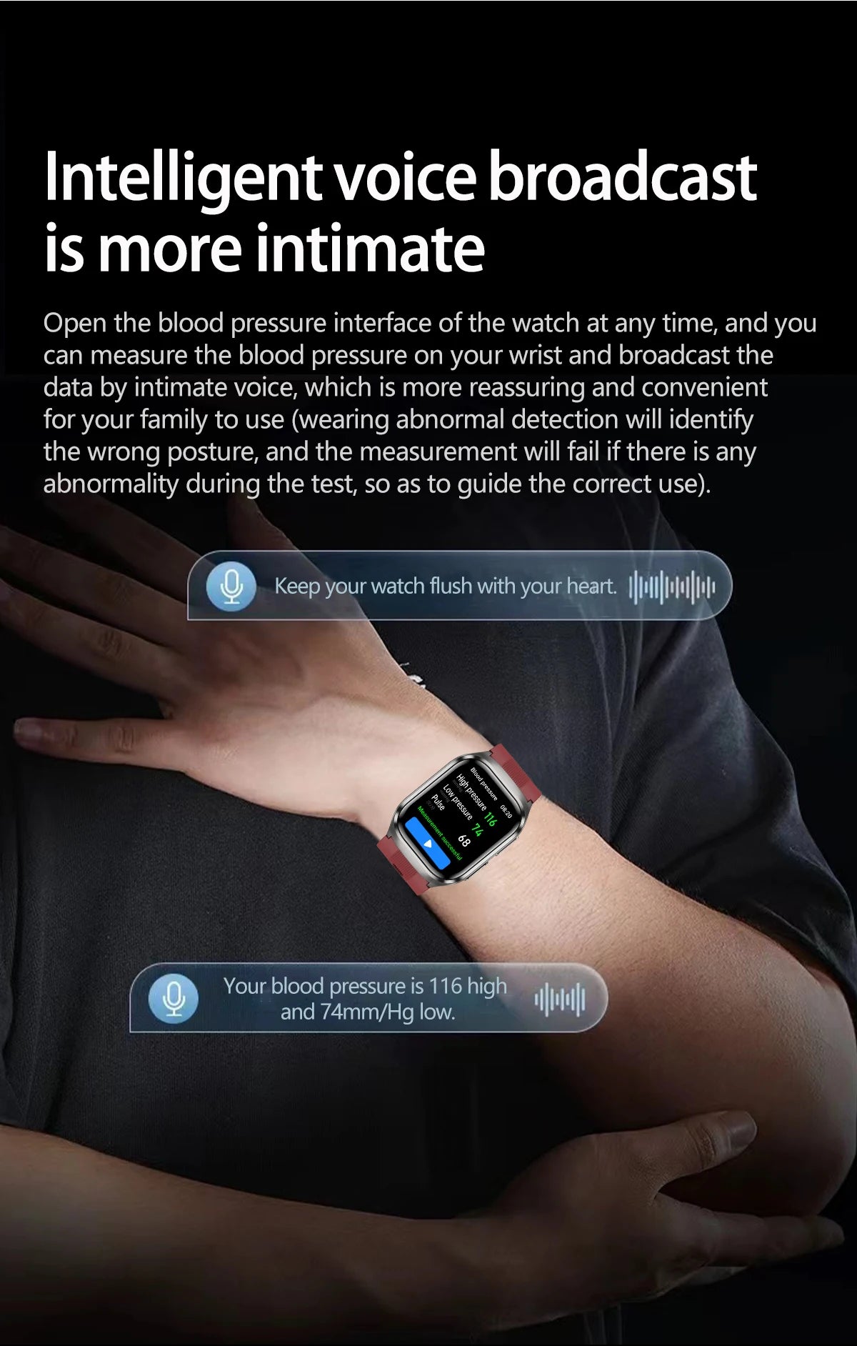 New Airbag Smart Watch Men AI Diagnosis Accurate Blood Pressure