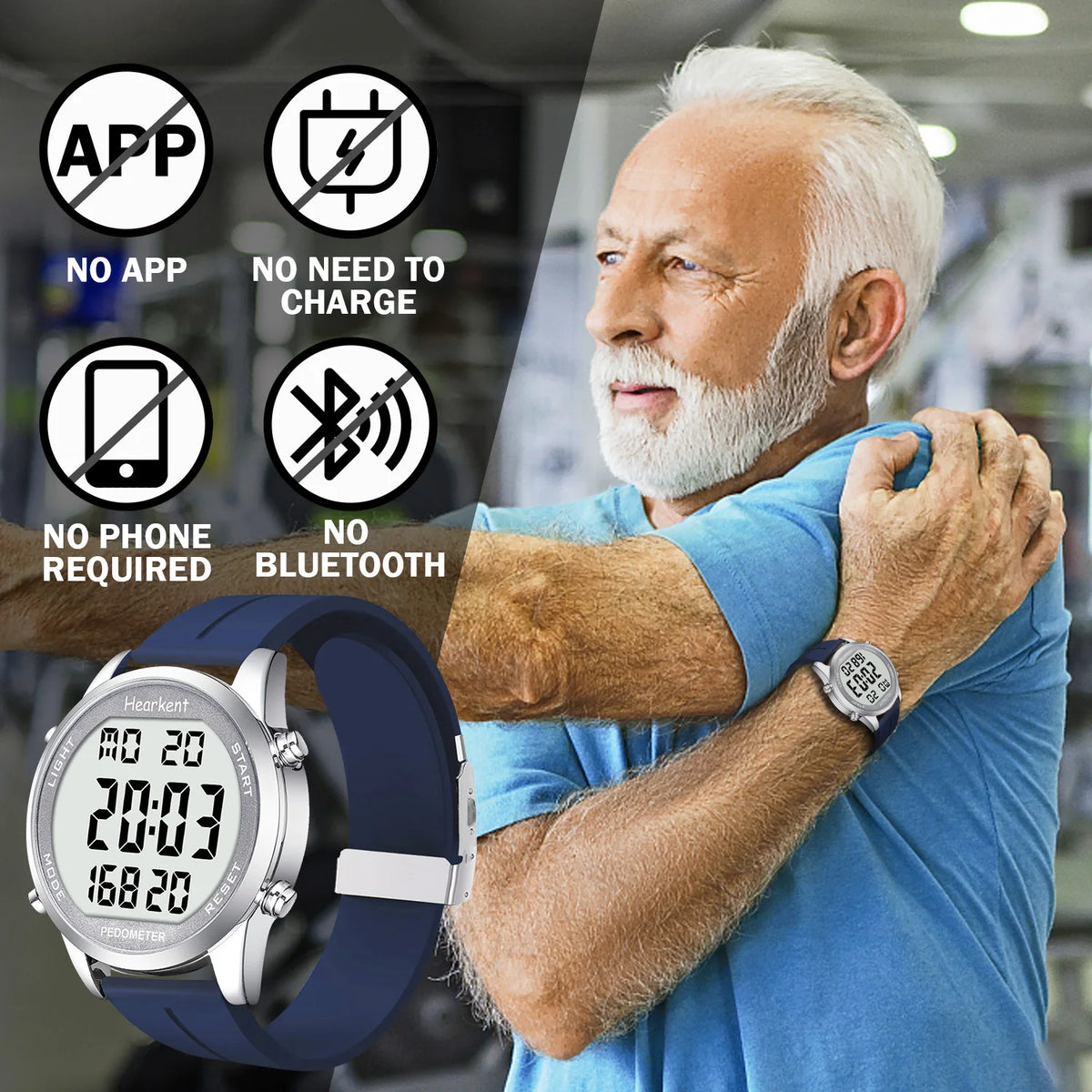 Pedometer Watch Men's Digital Watch No Bluetooth Sport Watches
