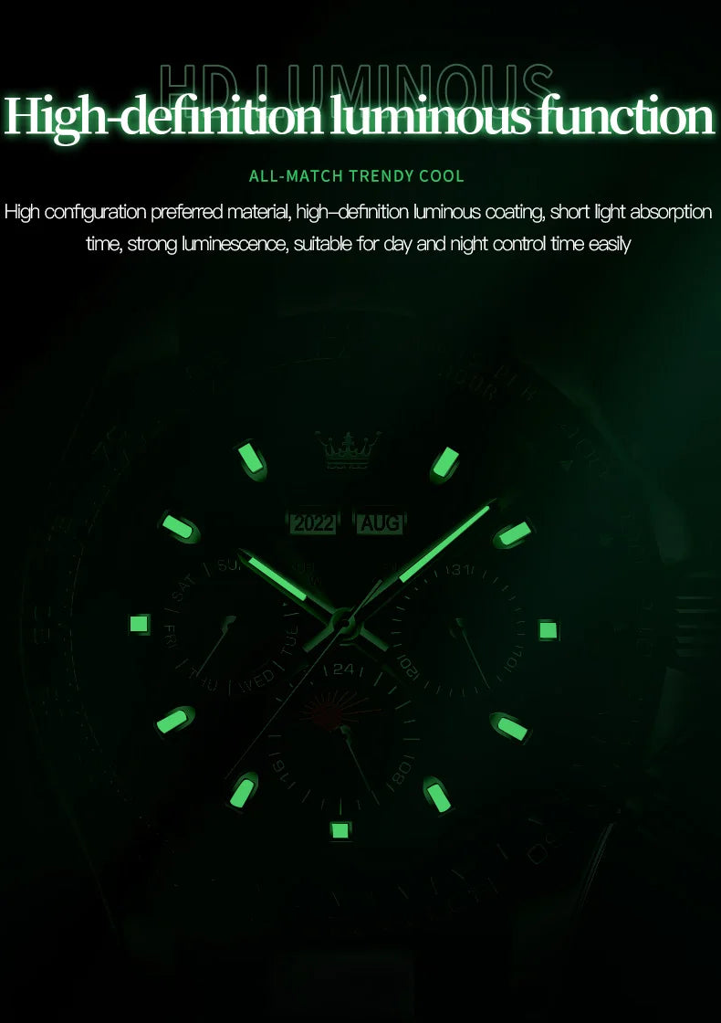 Luxury Mens Watch Chronograph Automatic Mechanical Wristwatch