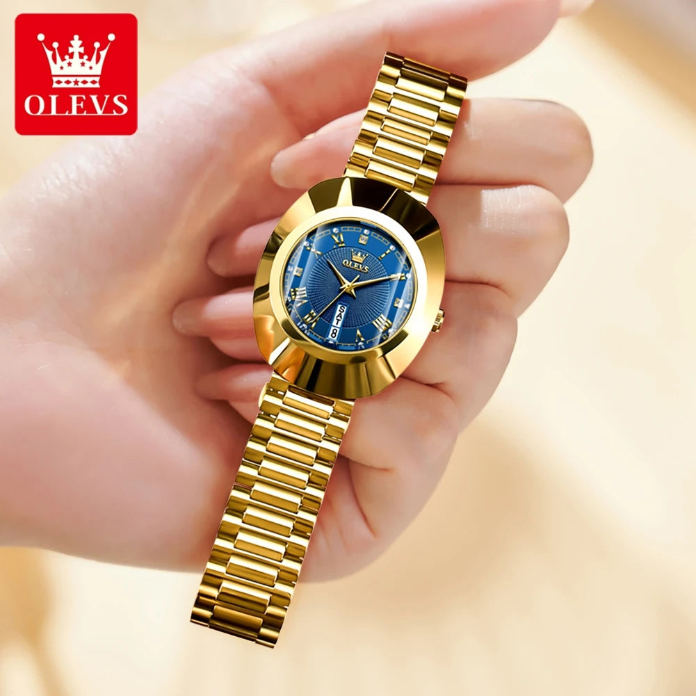 Golden Quartz Watch for Women Fashion Elegant Tungsten