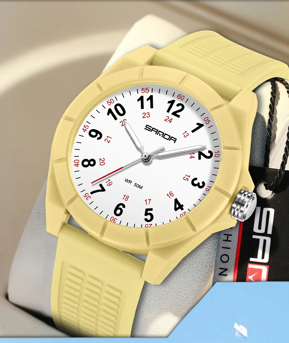 Fashion SANDA 6232 Simple Design Soft Children's Quartz Watch