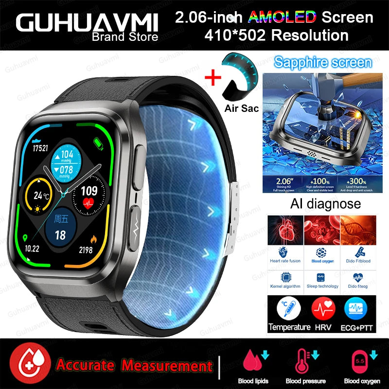New Airbag Smart Watch Men AI Diagnosis Accurate Blood Pressure