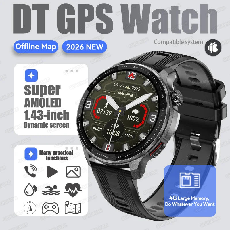 NEW 4G Memory GPS Offline Map Position Smart Watch Sports
