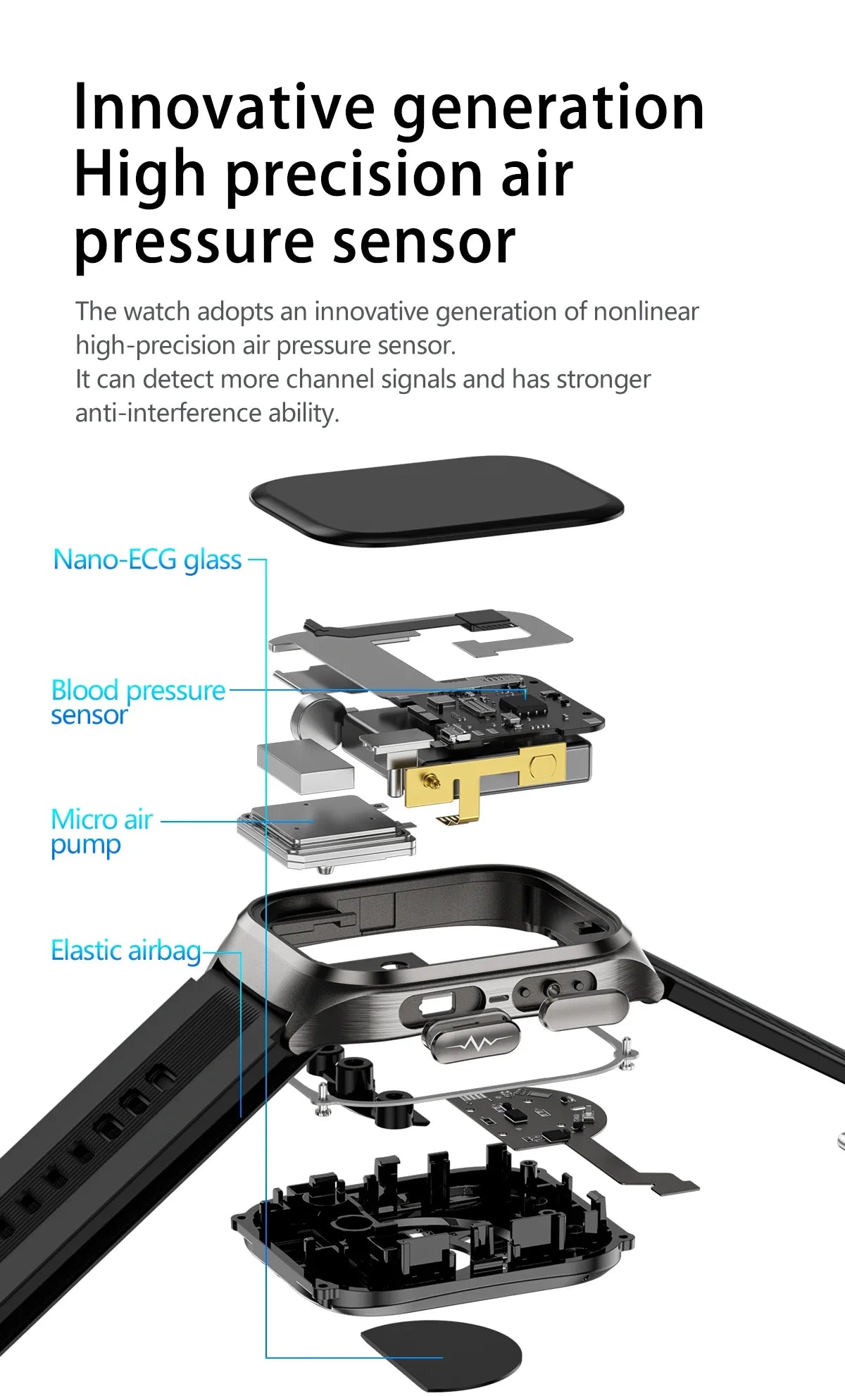 True Blood Pressure Smart Watch Air Pump Airbag Smart Bracelet