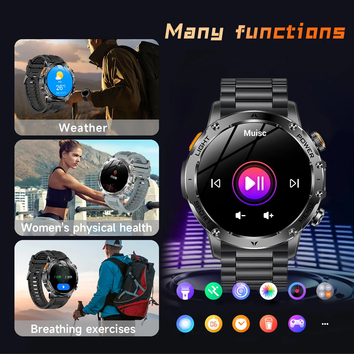 New GPS Outdoor Sports Smart Watch Men AMOLED Screen
