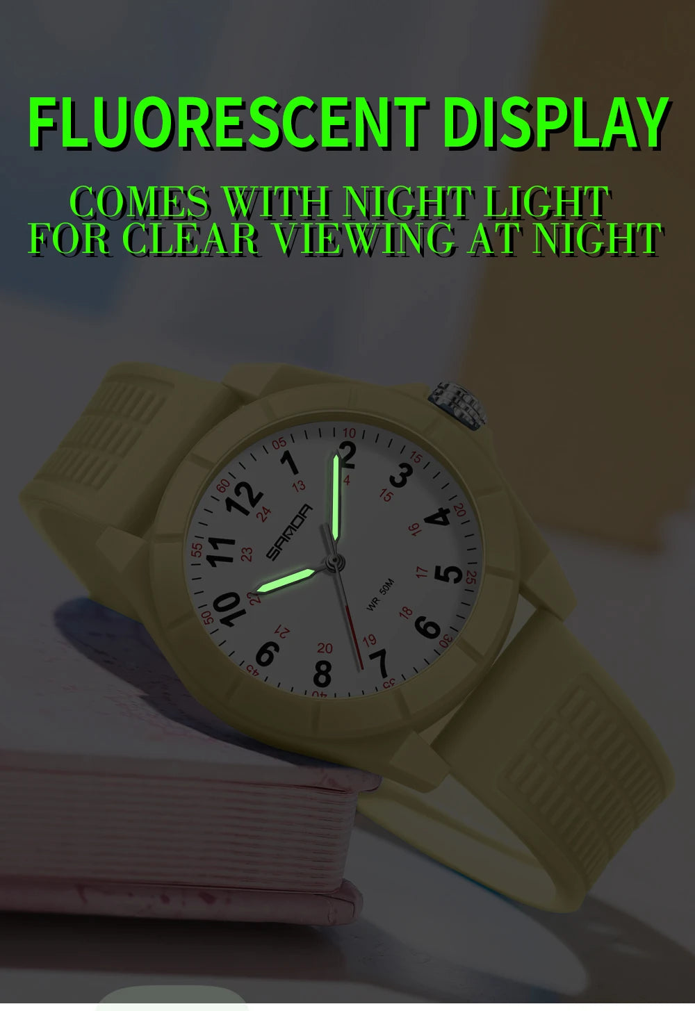 Fashion SANDA 6232 Simple Design Soft Children's Quartz Watch