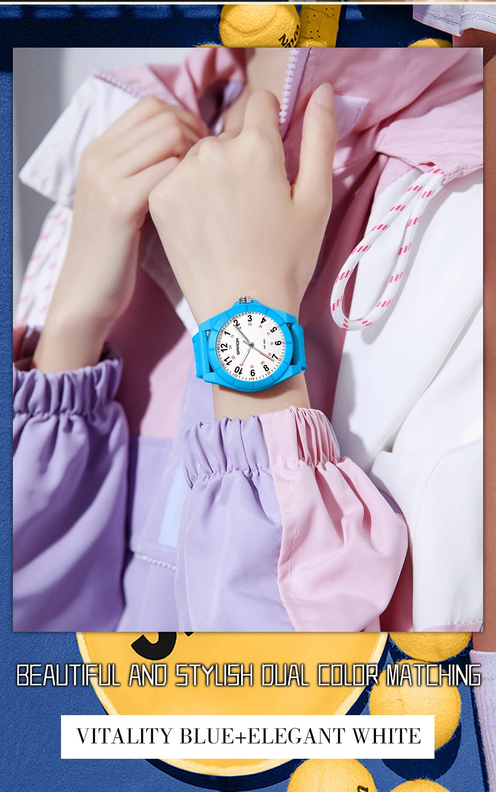 Fashion SANDA 6232 Simple Design Soft Children's Quartz Watch