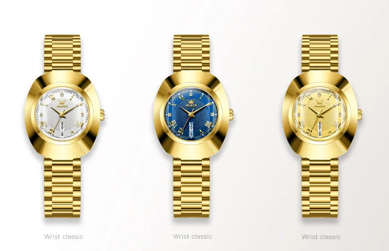 Golden Quartz Watch for Women Fashion Elegant Tungsten