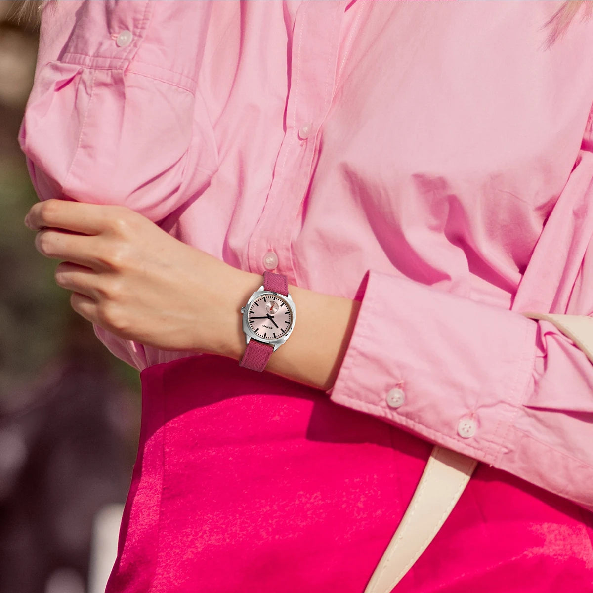 Ladies Railway Watch Canvas Women Wristwatch Quartz
