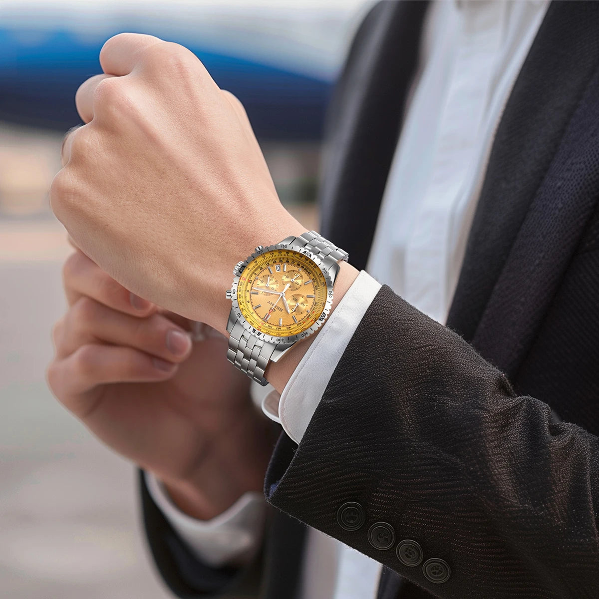 Chronograph Watches for Men Aviation Multifunction Quartz