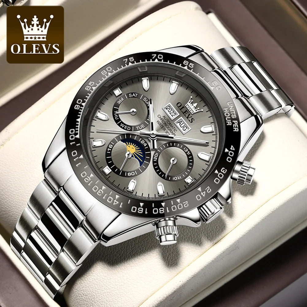 Luxury Mens Watch Chronograph Automatic Mechanical Wristwatch