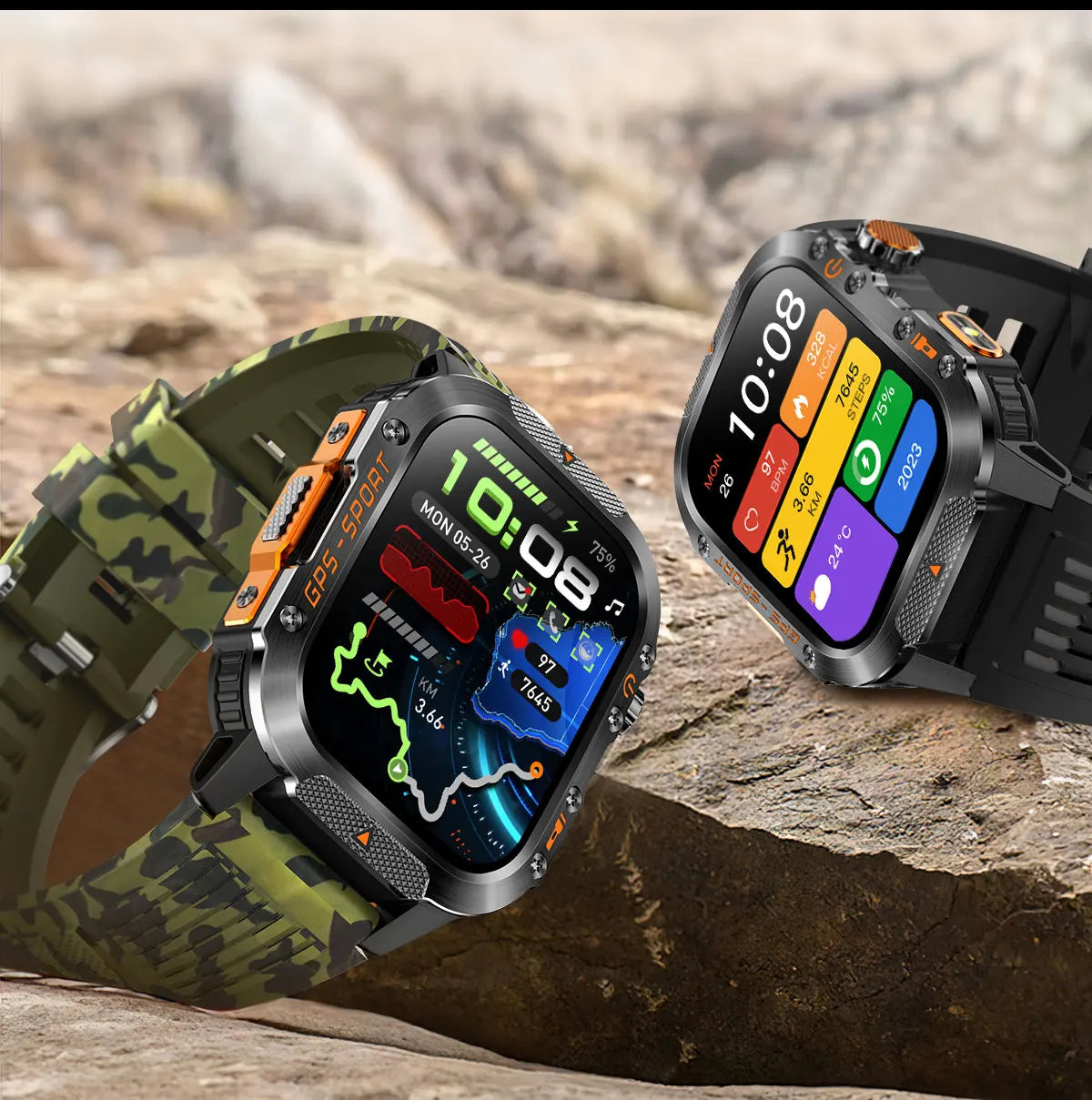 New Military Grade Outdoor GPS Smart Watches Men Compass
