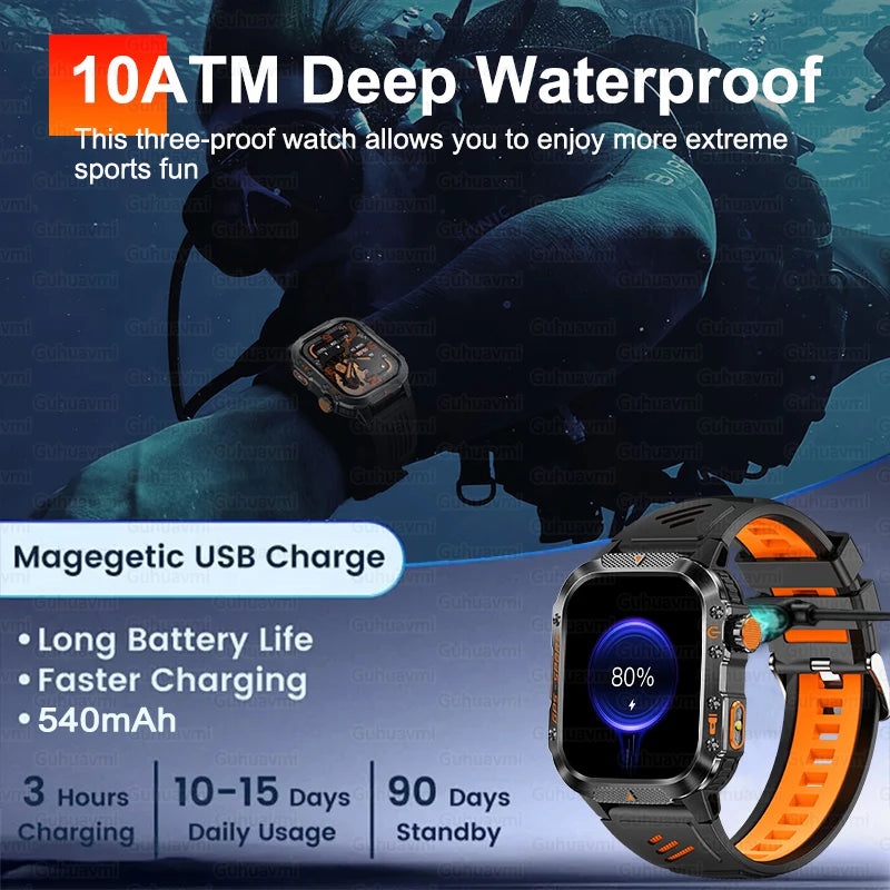 New Military Grade Outdoor GPS Smart Watches Men Compass