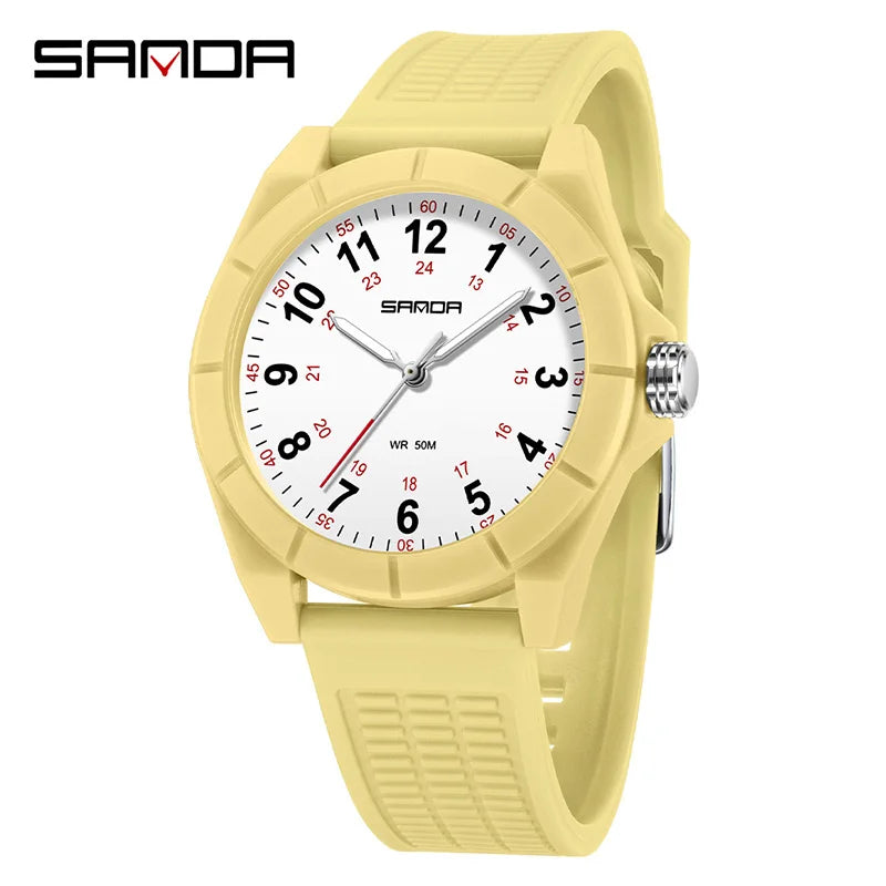 Fashion SANDA 6232 Simple Design Soft Children's Quartz Watch