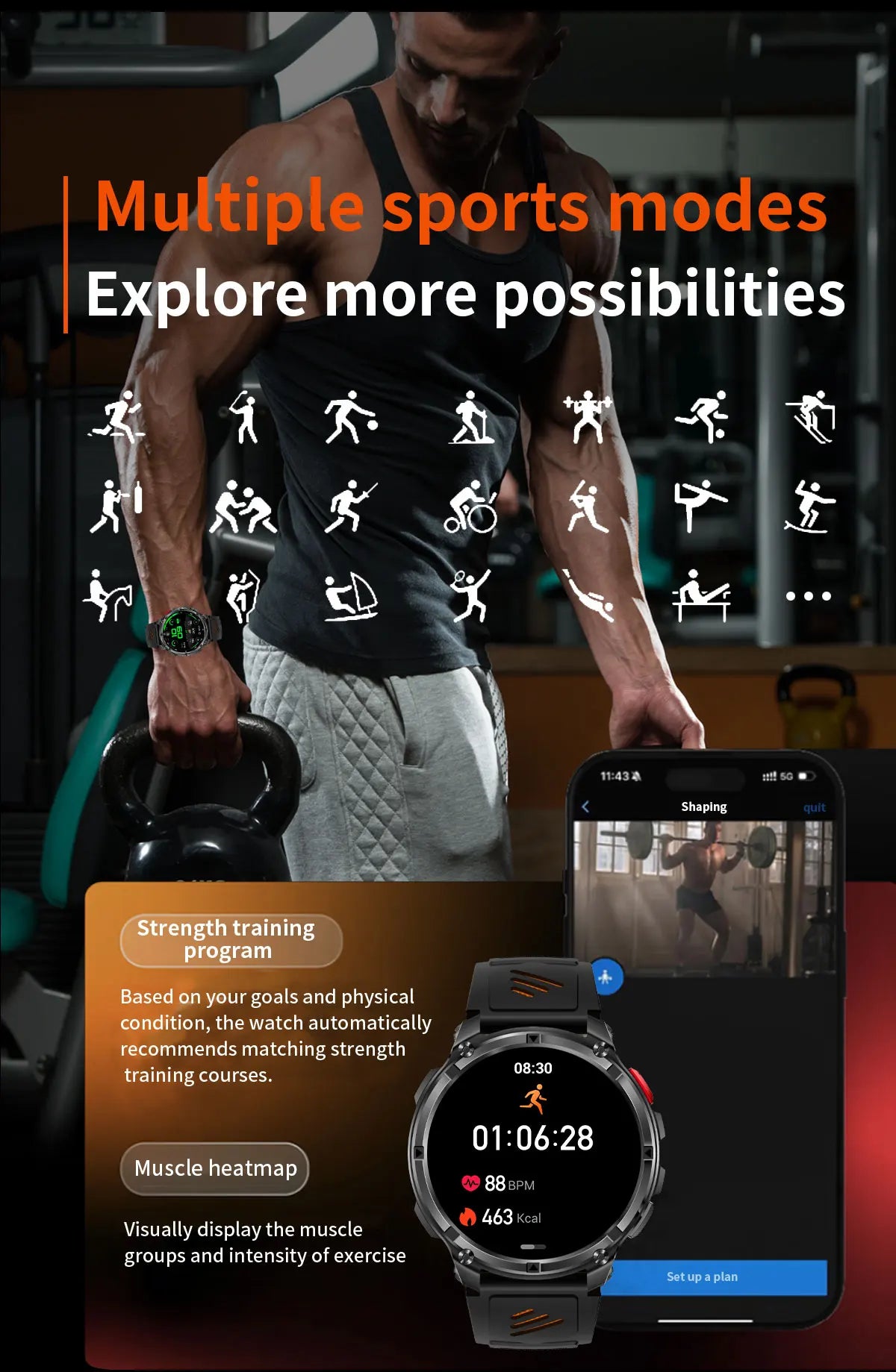 New T-Rex3 Pro 1100mAh Battery Smart Watch GPS Smartwatch