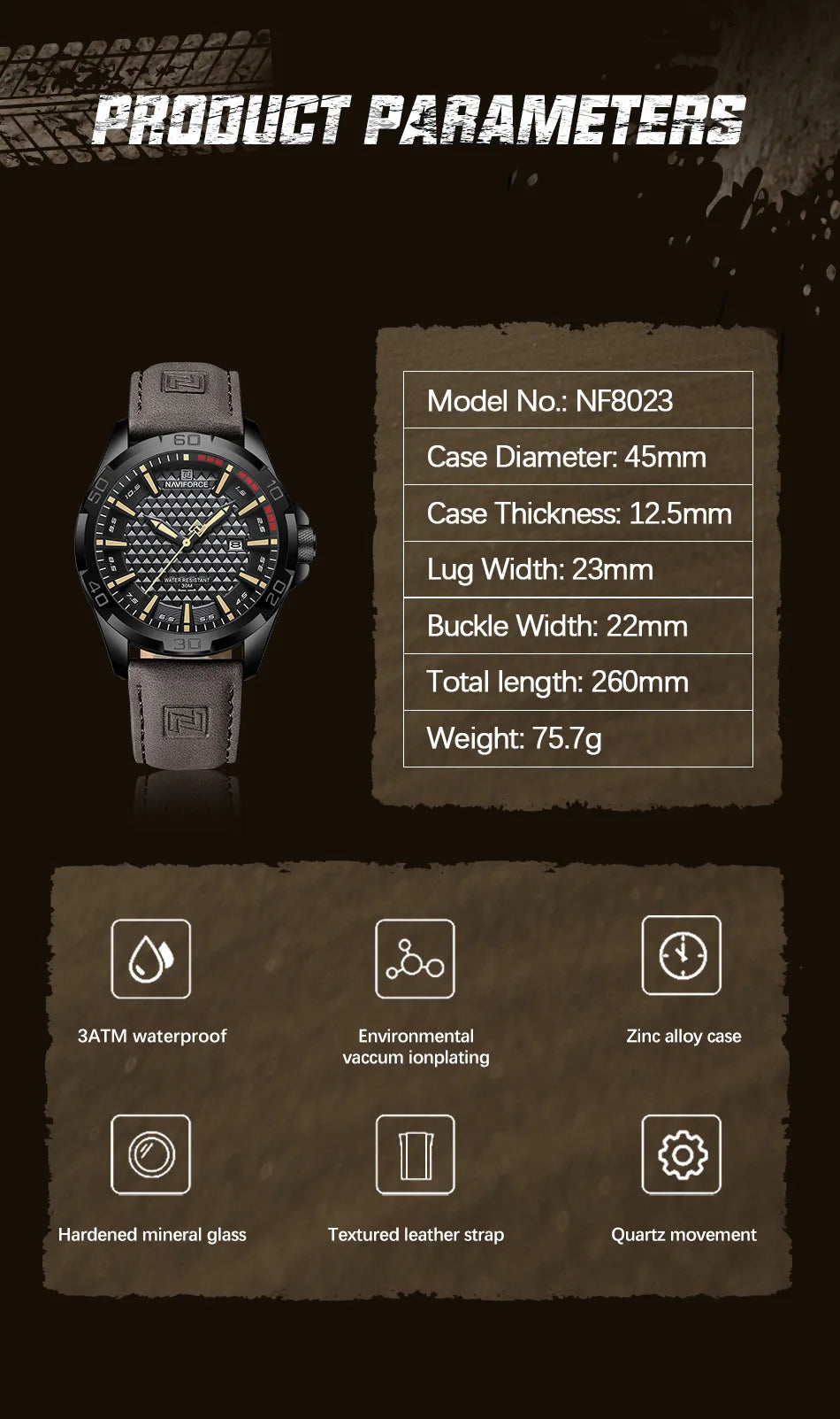 Men Casual Sport Military Quartz Calendar Wrist Watch for Man