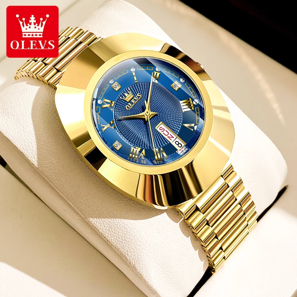 Golden Quartz Watch for Women Fashion Elegant Tungsten