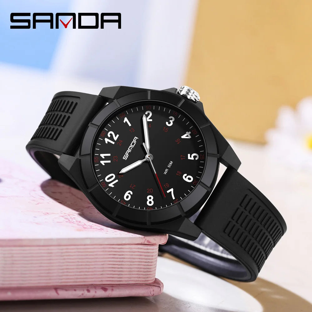 Fashion SANDA 6232 Simple Design Soft Children's Quartz Watch