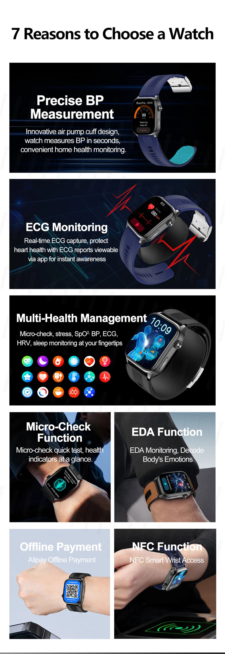 New Upgrade Air pump Smart Watch airbag Accurate Smartwatch