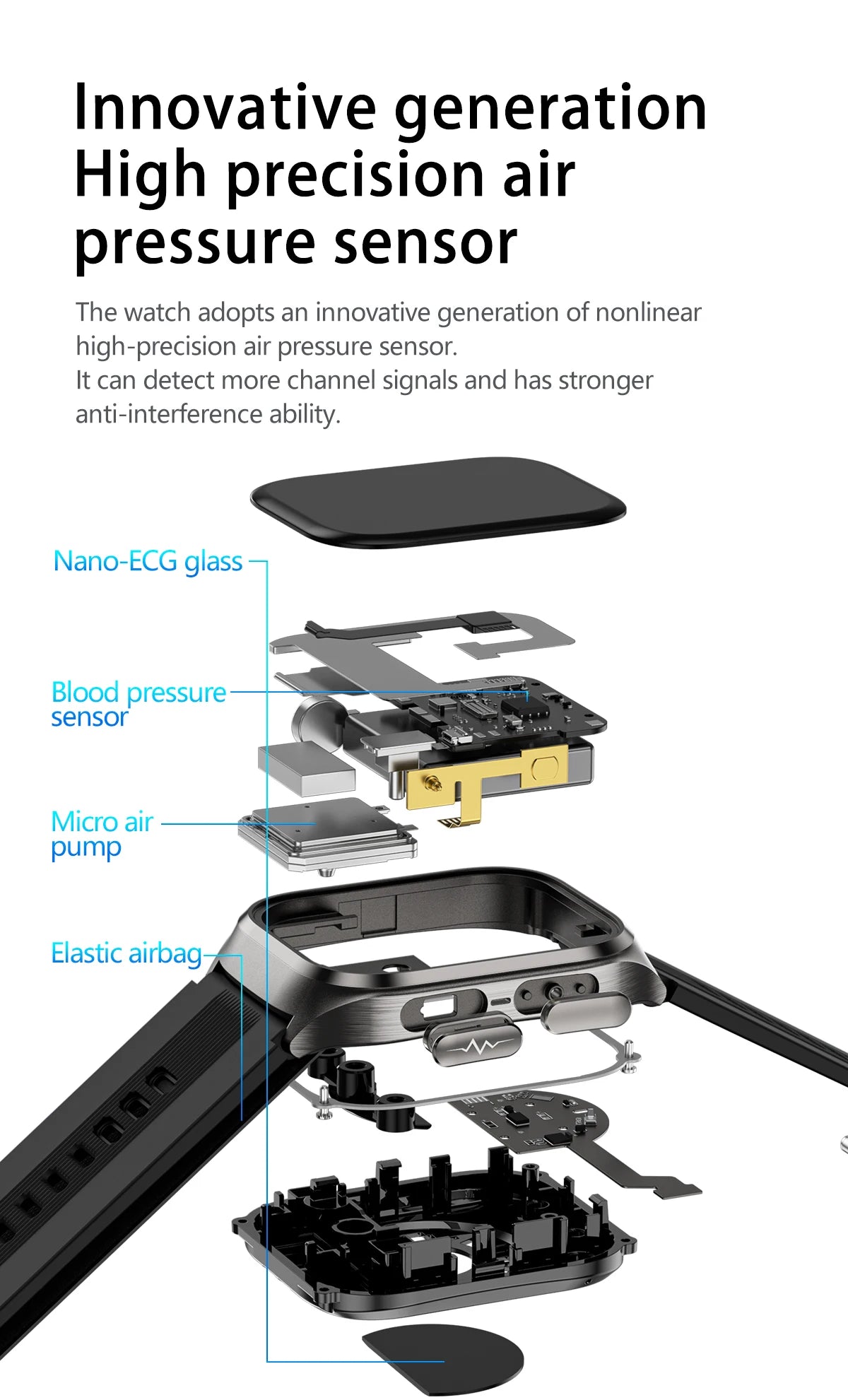 New Airbag Smart Watch Men AI Diagnosis Accurate Blood Pressure
