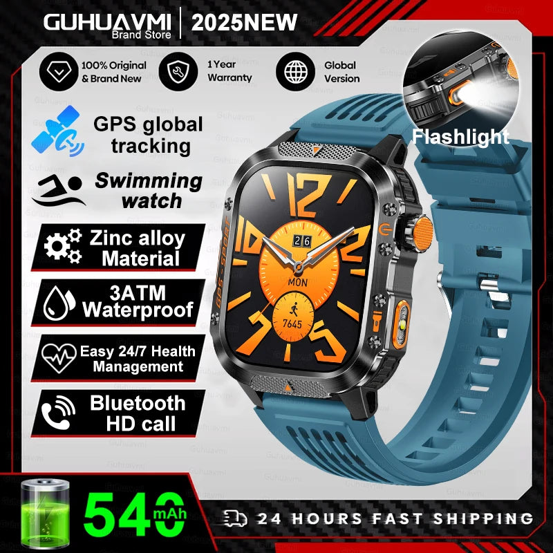 New Military Grade Outdoor GPS Smart Watches Men Compass
