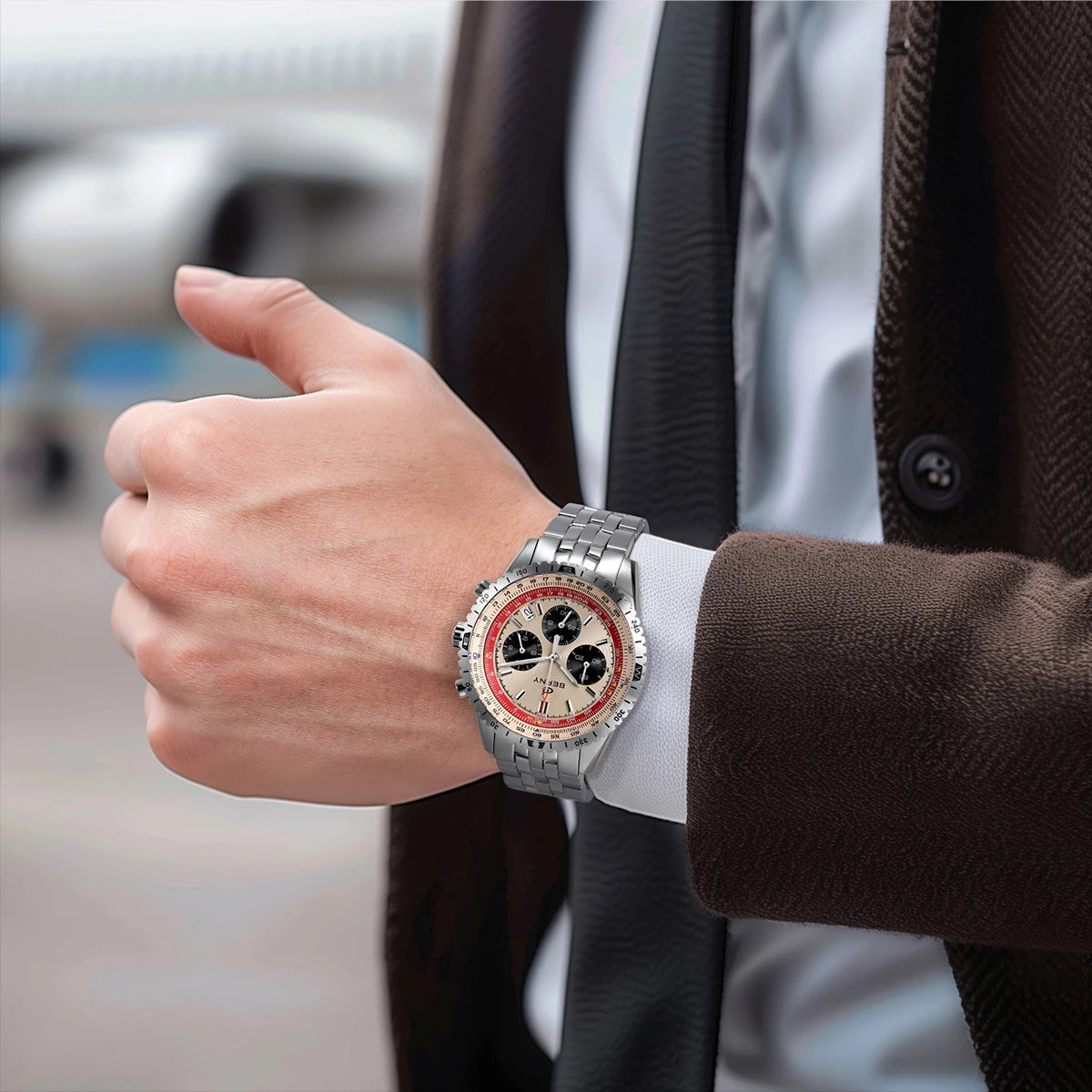 Chronograph Watches for Men Aviation Multifunction Quartz