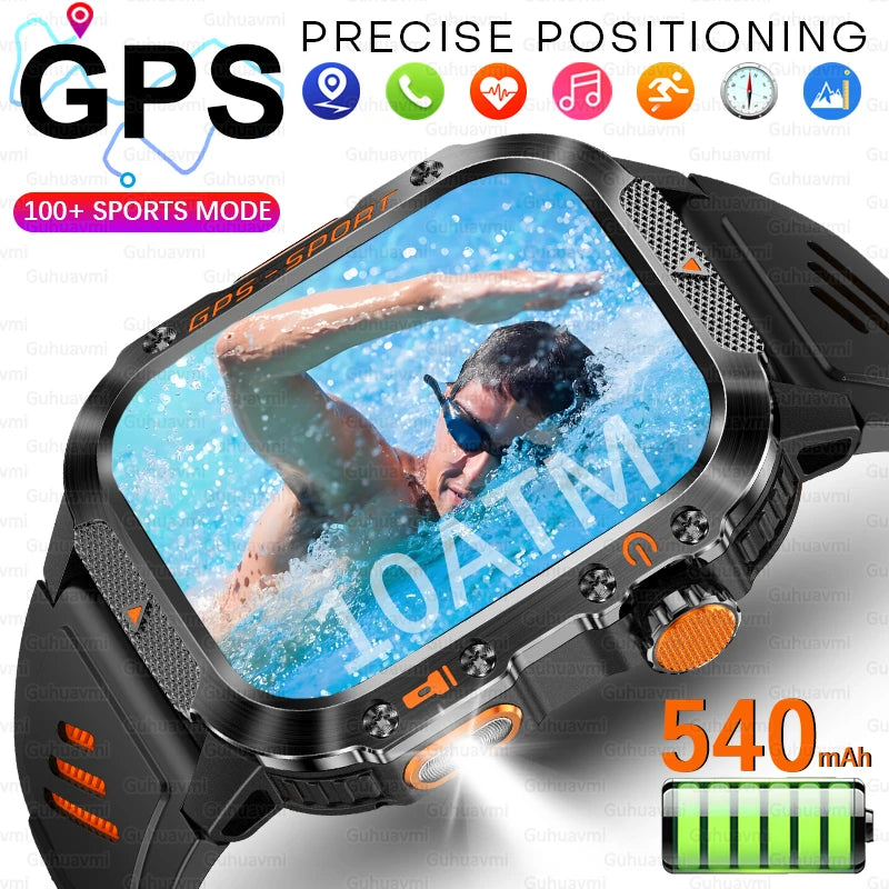 New Military Grade Outdoor GPS Smart Watches Men Compass