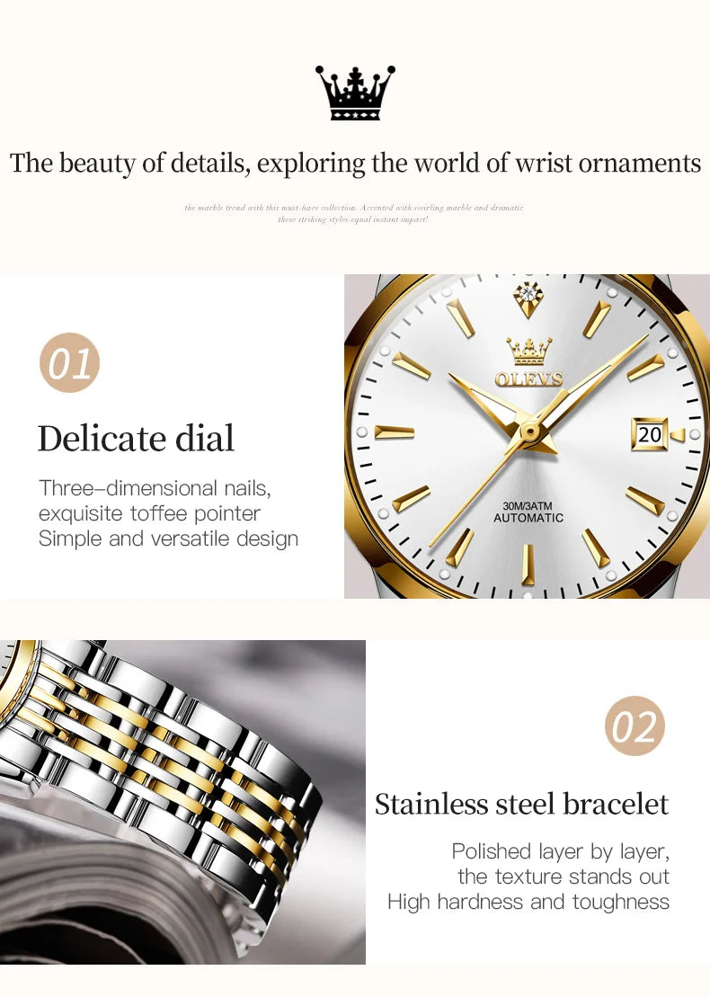 Luxury Brand Ladies Watch Automatic Mechanical Wristwatch